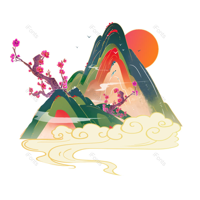 装饰图片,祥云元素,复古PNG,中国风免抠素材